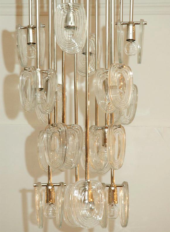 Italian Murano Glass Disk Chandelier In Excellent Condition For Sale In Los Angeles, CA